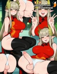 1futa 2025 ai_generated arknights artist_name balls big_breasts big_chest black_legwear blush breasts bust busty chest china_dress chinese_clothes clothing_aside cock cum dick double_v double_w dress ejaculation elf erection foreskin foxenpai futanari hi_res high_quality high_resolution highres intersex large_breasts large_penis large_testicles long_hair long_pointy_ears muelsyse_(arknights) otoko_no_ko panties patreon patreon_username penis penis_in_panties perineum phimosis pointy_ears smile stable_diffusion testicles thighhighs uncensored underwear v w watermark white_panties yellow_eyes