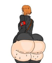 1girls ass big_ass clothed_female colored half_naked jjk jujutsu_kaisen jujutsu_kaisen_reference kugisaki_nobara nazi nazi_armband nazi_flag nazi_uniform nobara_kugisaki world_war_2