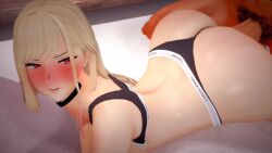 1boy 1girls 3d big_ass big_penis blonde_hair calvin_klein choker female gojou_wakana gustavo40 kitagawa_marin koikatsu male male_pubic_hair muscular_male pillow pillow_grab sono_bisque_doll_wa_koi_wo_suru sound tagme video