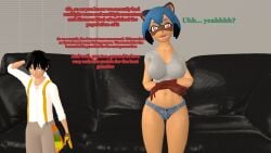 1boy 1boy1girl 3d 3d_(artwork) brand_new_animal casting_couch comic confusion couch dinjj female michiru_kagemori oscar_pine rwby sfm