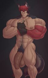 balls bara bodybuilder furry gab_art hyper hyper_balls hyper_cock hyper_genitalia hyper_penis hyper_testicles komano_manato male male_only muscles muscular muscular_arms muscular_male muscular_thighs penis testicles yaoi zenless_zone_zero