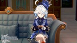 1boy 1girl 3d 3d_animation aether_(genshin_impact) animated blue_eyes blushing both_hands_on_cock clothed_female clothed_female_nude_male dialogue edging english_voice_acting furina_(genshin_impact) genshin_impact gloved_handjob gloves handjob hat heterochromia longer_than_30_seconds nsfw_sonia_va orangedonut33 orgasm_denial pov short_video shorter_than_one_minute sound speech tagme tease teasing teasing_viewer video voice_acted