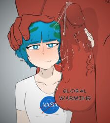 balls caressing_head_next_to_hip dark-skinned_male dark_skin earth-chan erection female huge_cock interracial looking_at_viewer male penis testicles text tvcomrade123