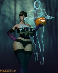 1futa 1girls 3d 3d_(artwork) black_hair bottom_heavy breasts bubble_butt capcom child_bearing_hips cleavage cleavage_cutout clothed_female clothing clothing_cutout curvaceous curvaceous_female curvy_female curvy_hips ejaculation elbow_gloves female fit fit_female floating flying futanari ghost ghost_futa ghost_girl halloween halloween_pumpkin halloween_theme hourglass_figure huge_ass huge_breasts huge_penis huge_testicles jill_valentine jill_valentine_(julia_voth) large_ass large_breasts large_penis large_testicles light-skinned_female light_skin pale-skinned_female pale_skin partially_clothed pumpkin pumpkin_head rebecca_chambers resident_evil semen semen_on_body semen_on_chest semen_on_upper_body short_hair skin_tight skindentation thick_thighs thighhighs tight_clothes tight_clothing tight_fit toned toned_body toned_female toned_futa toned_stomach top_heavy video_game video_game_character video_game_franchise watermark wide_hips wildgrimm