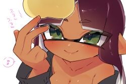 1girls bare_shoulders breasts cleavage dokudami-sama_(vaz_999) female inkling inkling_girl large_breasts long_hair nintendo pointy_ears solo splatoon splatoon_oc tentacle_hair vaz_999