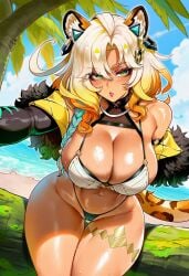 ai_generated ass big_ass curvy curvy_body curvy_female genshin_impact heavenly_ass heavy_breasts huge_ass huge_breasts thicc_body thick_ass thick_hips thick_thighs tight_clothes tight_clothing wide_hips xilonen_(genshin_impact)