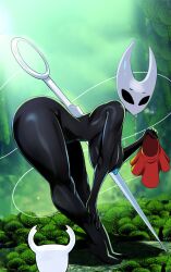 1girls 2_horns alternate_body_type alternate_breast_size arthropod artist_name big_ass big_breasts big_butt black_body black_skin breasts bubble_ass bubble_butt bug bug_girl female female_only hollow_knight hollow_knight:_silksong hornet_(hollow_knight) large_ass large_breasts large_butt silksong team_cherry the_amazing_gambit
