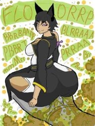 big_ass big_butt boner cat_girl erection erection_under_clothes fart fart_cloud fart_fetish farting farting_on_dick fully_clothed huge_ass huge_butt kali_belladonna looking_back nightmaresfd rwby simple_background sitting sitting_on_person