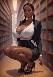 1girls 3d ai_generated big_ass big_breasts big_thighs braided_hair braided_twintails breasts brown-skinned_female brown_body brown_skin business_suit business_woman bust busty chest curvaceous curvy curvy_figure dark-skinned_female dark_skin digital_media_(artwork) female hips hourglass_figure huge_ass huge_breasts huge_thighs jetspropulsion large_ass large_breasts large_thighs legs library mature mature_female slim_waist suit thick thick_hips thick_legs thick_thighs thighs twintails voluptuous voluptuous_female waist wide_hips