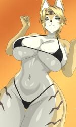 2025 bikini black_bikini digital_media_(artwork) driftnuctum felid feline female female_only furry furry_female furry_only hoyoverse pulchra_fellini zenless_zone_zero