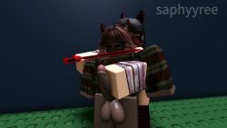 big_ass big_balls big_breasts big_penis bigger_female brown_fur brown_hair brown_penis casual_exposure casual_nudity cat_ears cat_tail catboy demon_girl handjob henry_(saphyyree) public_exposure public_nudity public_sex red_hair roblox robloxian rubbing_penis sex smaller_male standing_sex tagme thick_ass thick_thighs thighs threatening_with_weapon vaginal_penetration vaginal_sex video