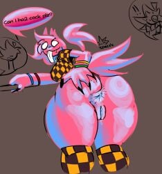 2026 4_fingers alternative_fashion anal_fluids anthro anthro_focus ass big_breasts big_butt blue_body blue_fur blue_vulva bodily_fluids bottomless bracelet breasts brown_clothing brown_legwear brown_shirt brown_topwear canid canine checkered checkered_clothing checkered_legwear checkered_shirt checkered_topwear clitoris clothed clothing cutaway cute_fangs dialogue english_text exclamation_point eyeless fangs female female_focus fingers fur genital_fluids genitals group hair hand_on_butt hi_res huge_butt huge_thighs ika_(snazlazzle) jewelry kaien_(snazlazzle) kiki_(snazlazzle) legwear mammal mouthless no_pupils nonbinary_(lore) pattern_clothing pattern_legwear pattern_shirt pattern_topwear purple_body purple_fur purple_hair scalie scene_(fashion) shirt smile smirk snazlazzle solo_focus speech_bubble spread_butt spreading teeth text thick_thighs tongue tongue_out topwear trio vaginal_fluids vulva white_eyes white_tongue yellow_clothing yellow_legwear yellow_shirt yellow_topwear