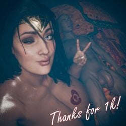 1boy 1girls 3d after_sex amazon bleached blowing_kiss blue_eyes breast_tattoo celebration dc dc_comics diana_prince drained flaccid hair_between_eyes highres huge_breasts huge_cock ihavenolifeandimhornyaf2 interracial interspecies justice_league large_breasts large_penis larger_female light-skinned_male mature_female milestone_celebration milf older_female older_female_and_younger_male olive_skin original pale-skinned_male peace_sign queen_of_hearts queen_of_hearts_tattoo self_upload selfie taller_female tattoo thick_thighs tired_male white_male winking_at_viewer wonder_woman
