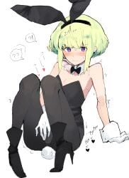 1femboy androgynous blonde_hair blush blushing bob_cut bowtie bowtie_collar bulge bunny_costume bunny_ears bunny_tail bunnysuit crossdressing embarrassed fake_animal_ears fake_tail femboy femboy_only feminine_faced_male feminine_male gloves heel_boots heels leotard lio_fotia male_ nervous nervous_sweat pantyhose petite petite_body petite_male playboy_bunny promare short_hair short_male shy slim slim_male slim_waist small_penis solo sweat sweatdrop sweating thin_waist twink
