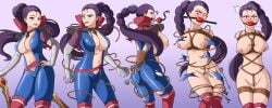 1girls angry ball_gag bondage bound cleavage crotch_rope drool drooling female female_only femsub gag gagged kidnapped kidnapping kori_(artist) league_of_legends png revealing_clothes rope sequence shiny_clothes tight_clothing vayne