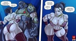doom doom_slayer_(doom) estella_comics mannyestella mrestella muscular_female muscular_male thira_(doom)