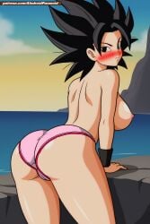 ai_generated aindroidparanoid ass ass_focus black_eyes black_hair breasts butt_focus cameltoe caulifla dragon_ball dragon_ball_super dragon_ball_z editor_mlplove female frills frilly_panties frilly_underwear from_behind highres huge_ass huge_breasts huge_butt large_breasts narrow_waist nipples panties pink_panties pink_underwear pussy questionable stable_diffusion underwear