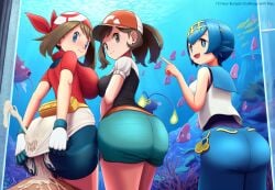 1boy 3girls after_buttjob ai_generated ass assjob big_ass bondage buttjob chinchou clothed_female_nude_male clothed_sex covered_buttjob cum cum_between_ass cum_drip cum_on_ass ejaculation elaine_(pokemon) excessive_cum female femdom huge_ass humiliation lana_(pokemon) luvdisc magikarp may_(pokemon) may_(pokemon_rs) nintendo no_penetration penis penis_between_ass penis_on_ass pokemon public_exposure reverse_rape trembling