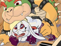 ahe_gao all_fours ambiguous_penetration anthro anthro_on_anthro big_dom_small_sub bowser breasts broodals buckteeth crying doggy_style dragon duo eyelashes female from_behind_position guiltstar guiltstar_(artist) hariet_(mario) interspecies koopa lagomorph larger_male looking_pleasured makeup male male_penetrating mammal mario_(series) mascara nintendo open_mouth penetration penis questionable_consent rabbit reptile scalie sex size_difference smaller_female straight super_mario_odyssey tears teeth tongue tongue_out turtle vein veiny_penis video_games