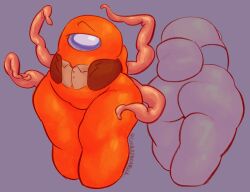 among_us chubby curvy fat_ass gutbricks no_genitals non-human orange_(among_us) tentacles thick thick_ass thick_thighs voluptuous