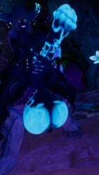 3d abs blue_body blue_eyes blue_hair futanari horns horsecock huge_ass huge_balls huge_cock hung_futa minecraft muscular_female vrchat warden_(minecraft)