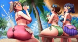 1boy 3girls after_buttjob ai_generated ass assjob big_ass bondage buttjob clothed_female_nude_male clothed_sex covered_buttjob cum cum_between_ass cum_drip cum_on_ass dawn_(pokemon) ejaculation female femdom huge_ass humiliation lyra_(pokemon) may_(pokemon) nintendo no_penetration penis penis_between_ass penis_on_ass pokemon reverse_rape slave sygna_suit_may trembling