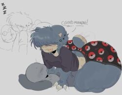 2boys anthro ass big_ass bottom_heavy bottom_heavy_femboy chubby chubby_femboy chubby_male cute femboy furry furry_male good_morning hair_over_eyes huge_ass large_ass laying_on_person male male_focus male_on_anthro male_only massive_ass massive_thighs on_top on_top_of on_top_of_another pokemon pokemon_(species) sleeping snorlax source_request thick_thighs tight_clothing tight_pants tight_shorts v4mp1333 wagging_tail wholesome zzz