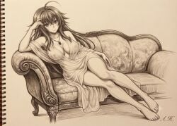 1girl 2girls ai_generated akeno_himejima areolae areolae_visible_through_clothing big_ass big_breasts couch curvy_female draw_me_like_one_of_your_french_girls female_only high_school_dxd large_breasts lesbian lesbian_couple nude pose posing pussy pussy_visible_through_clothes reference rias_gremory rias_x_akeno seductive_body seductive_pose smile thick_thighs titanic titanic_(1997_film) voluptuous_female wide_hips yuri