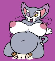 2018 anthro balls belly big_belly big_breasts breasts cum cum_in_pussy cum_inside duo excessive_cum female fur inflation larger_female male meowth mr.under nintendo nipples nude open_mouth orgasm overweight penetration penis pokémon_(species) pokemon purugly sex simple_background size_difference smile straight video_games white_fur