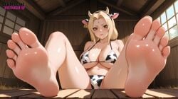 ai_assisted ai_generated barefoot barn big_breasts bikini blonde_hair breasts cow_girl cow_horns feet female foot_fetish lewdfeetai naruto naruto_(series) naruto_shippuden solo thick tsunade