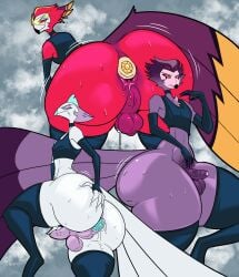absurd_res anal anal_sex andrealphus_(helluva_boss) anthro ass avian backsack balls big_ass big_butt bodily_fluids buttplug buttplug_in_ass buttplug_insertion chode clothed clothing crop_top demon eyewear feathers femboy fluffy frown gem genital_fluids genitals glasses goetia group hellaverse helluva_boss hi_res huge_butt humanoid hyper hyper_butt jewel_buttplug male male/male object_in_ass penetration penis plug_(sex_toy) plug_insertion precum presenting presenting_hindquarters pubes pubic_mound raised_leg scowl sex_toy sex_toy_in_ass sex_toy_insertion shirt skimpy small_penis smelly smelly_butt smile spread_butt spreading stolas_(helluva_boss) sweat sweaty_butt tail tail_feathers thick_thighs topwear trio vassago_(helluva_boss) wearing_glasses wide_hips wobbling zenarator