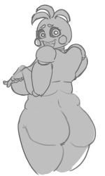 animatronic animatronic_female beakless chicken chicken_girl female female_only five_nights_at_freddy's five_nights_at_freddy's_2 fnaf monochrome phasianid robot robot_girl scottgames solo toy_chica_(fnaf) yellow yellow_skin