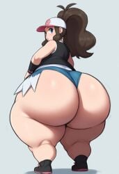 ai_generated big_ass bottom_heavy brown_hair gigantic_ass gvukub hilda_(pokemon) huge_ass hyper hyper_ass nintendo pokemon ponytail thick_thighs wide_hips