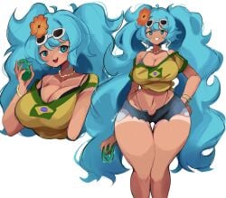 1girls absurd_res blue_eyes blue_hair blush brazilian brazilian_female brazilian_flag brazilian_miku breasts cleavage female female_only gazericc hatsune_miku hi_res huge_breasts large_breasts long_hair looking_at_viewer midriff rox_hoxten solo tan_body tan_skin tanline tanned tanned_skin thick_thighs thighs vocaloid wide_hips