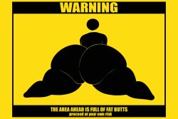 ai_generated ass ass_focus c4n3c0 huge_ass huge_thighs hyper_ass sign thick_thighs warning warning_sign yellow_background