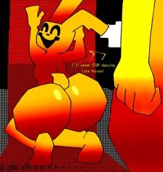 ass ass_focus big_ass closed_eyes dancing five_nights_at_freddy's fredbear_(fnaf) gay golden_freddy_(fnaf) hands_on_wall happy lucaslora male male_only rabbit rabbit_boy rabbit_ears rabbit_humanoid rabbit_tail simple_background simple_coloring simple_shading smile smiley_face smiling spring_bonnie_(fnaf) talking text twerking twerking_position yellow_body yellow_fur