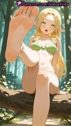 1girls ai_generated anime anime_style arm_support bangs bare_legs bare_shoulders barefoot bikini blonde_hair blush bow_bra bra braid breasts bust busty caucasian cleavage collarbone delicious_in_dungeon dungeon_meshi elf elf_ears feet female female_focus female_only fetish flower foot_fetish foot_focus foot_out_of_frame foreshortening forest green_bra green_eyes green_panties heart-shaped_pupils hentai hi_res high_quality high_resolution highres knee_up leg_up legs long_hair looking_at_viewer marcille_donato medium_breasts multiple_braids natsuyoru nature navel non-asian open_mouth outdoors panties pantsu parted_bangs patreon pointy_ears pov_feet presenting_foot saliva side_braids sitting soles solo solo_female spread_toes stomach sweat symbol-shaped_pupils thighs toes tongue tongue_out tree twin_braids underwear underwear_only voluptuous voluptuous_female