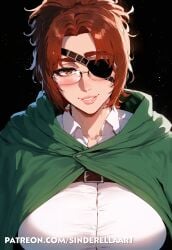 ai_generated attack_on_titan big_breasts big_breasts breasts_bigger_than_head busty commission female hanji_zoe huge_breasts large_breasts patreon patreon_url patreon_username pawg shingeki_no_kyojin sinderellaart thick voluptuous voluptuous_female