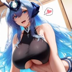 1girls ai_generated azur_lane big_breasts blue_eyes blue_hair breasts female female_focus huge_breasts large_breasts long_hair looking_at_viewer navel new_jersey_(azur_lane)