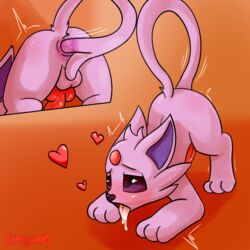 <3_eyes 2018 absurd_res all_fours anal anal_masturbation anal_sex animal_genitalia animal_penis anus ass backsack balls blush canine canine_penis carpetwurm close-up digital_media_(artwork) drooling eeveelution erection espeon feral heart hi_res knot male male_only mammal masturbation nintendo open_mouth penetration penis pokémon_(species) pokemon raised_ass saliva sex signature simple_background solo tail_sex tongue tongue_out video_games voltygay_favorite