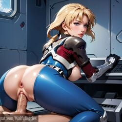 1boy 1girl1boy ai_generated anus armor blonde_hair blue_eyes blue_gender breasts exposed_breasts exposed_pussy female large_breasts marlene_angel patreon patreon_username sex sex_from_behind short_hair stable_diffusion vaginal_sex waifudieties