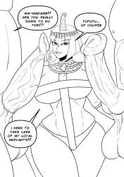 albus_(skullgirls) anthro big_breasts big_penis bird canine dialogue eliza_(skullgirls) english_text estella_comics female horace_(skullgirls) male mannyestella mrestella nude nude_male skullgirls thick_thighs threesome video_games wip