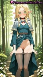 1girls ai_generated anime anime_style ass_visible_through_thighs bangs belt black_pantyhose blonde_hair blue_capelet blue_dress blush braid breasts brown_belt bust busty capelet choker cleavage cleft_of_venus closed_mouth clothes_lift clothes_pull day delicious_in_dungeon dress dress_lift dungeon_meshi elf elf_ears feet_out_of_frame female female_focus female_only flower forest green_dress green_eyes grey_capelet hentai hi_res high_quality high_resolution highres hood hood_down hooded_capelet labia_majora lifted_by_self long_hair long_sleeves looking_at_viewer marcille_donato medium_breasts natsuyoru nature no_panties non-asian nopan outdoors paipan pantyhose pantyhose_pull parted_bangs patreon pointed_ears pointy_ears pulled_by_self pussy red_choker small_breasts smile solo solo_female standing tree twin_braids uncensored vagina voluptuous voluptuous_female white_flower