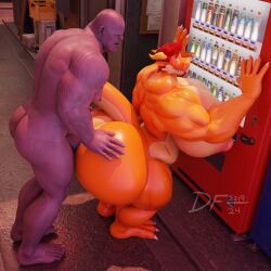 2025 2boys 3d 3d_(artwork) anal anthro big_ass big_ass_(male) big_breasts dragon_himbo gay huge_ass huge_breasts lucio_soliz male/male male_only marvel marvel_comics nude nude_male outdoors outside thanos vending_machine yaoi