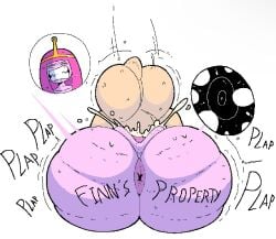 1boy 1boy1girl 1girls adventure_time anus ass big_ass bubble_butt cartoon_network cum cum_in_pussy cum_inside cumming edit fat_ass female finn_the_human huge_ass huge_butt male male/female mating_press penetration pink_body pink_hair plap plap_(sound) princess_bubblebutt princess_bubblegum property pussy rape sex third-party_edit varix writing_on_ass