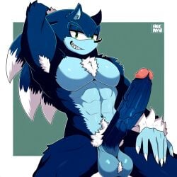 ai_generated big_penis large_penis long_penis male male_only muscles muscular muscular_male seductive solo solo_male sonic_(series) sonic_the_hedgehog sonic_underground veins veins_on_dick veiny_penis