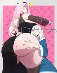 2025 2d 2d_(artwork) absurd_res absurdres animal_humanoid ass ass ass_grab big_ass big_breasts big_thighs breasts clothed clothed_female clothing duo englishgawr_gura female hololive hololive_english hololive_myth huge_ass huge_breasts huge_thighs light-skinned_female light_skin mori_calliopeyamathegod2girls only png shark_girl shark_humanoid smug smug_face smug_grin standing tagme text thick_hips thick_thighs thighs virtual_youtuber vtuber wide_hipsdialogue