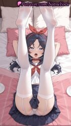 1girls ahe_gao ai_generated anime anime_style arms_behind_head arms_up ass bangs bed bed_sheet black_hair blouse blue_eyes blue_hair blue_sailor_collar blue_skirt blush bow cameltoe choker collar collarbone crazy_mita_(miside) earrings feet feet_up female female_focus female_only foot_fetish foot_focus foreshortening full_body garter_belt garter_straps hair_clips hair_ornament hair_ribbon hairband hairbow hairclip heart heart-shaped_pupils hentai hi_res high_quality high_resolution highres indoors jewelry juicy_butt kneepits legs legs_up legwear lipstick long_hair looking_at_viewer lying miniskirt miside mita_(miside) natsuyoru neckerchief no_shoes on_back on_bed open_mouth oshiri pale_skin panties pantsu parted_bangs patreon pillow pleated_skirt red_bow red_choker red_collar red_hairband red_neckerchief ribbon rolling_eyes sailor_collar sailor_uniform school_uniform serafuku shirt short_sleeves skirt soles solo solo_female symbol-shaped_pupils teeth thighhighs thighs toes tongue tongue_out twintails underwear voluptuous voluptuous_female white_legwear white_panties white_shirt white_thighhighs