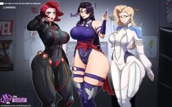 2d 3girls big_ass big_breasts black_widow_(marvel) black_widow_(marvel_rivals) blonde_hair clothed dagger_(marvel) dagger_(marvel_rivals) female female_only horndog_(artist) imminent_sex marvel marvel_rivals psylocke psylocke_(marvel_rivals) red_hair sai_(marvel) skin_tight tagme vengeance_psylocke x-men