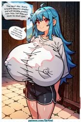 1girls_ass _butt ahe_gao ai_generated artist_sirnrei ass_bigger_than_head ass_cleavage ass_expansion big_ass blue_eyes blue_hair blush breasts breasts_bigger_than_head comic completely_nude drinking female female_only gigantic_ass gigantic_breasts headband hourglass_expansion hourglass_figure huge_ass hyper_ass hyper_breasts lactation manga multiple_girls nude sirnrei solo